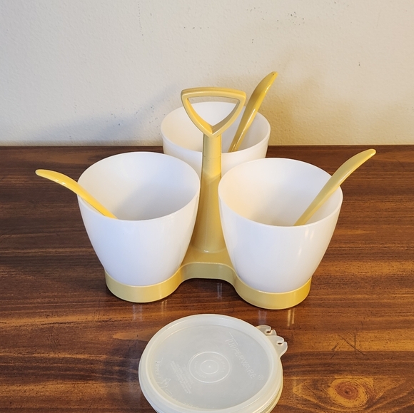 Vintage Tupperware CondiMate Condiment Caddy With Cups, Lids and Ladels  #757 - Picture 3 of 10